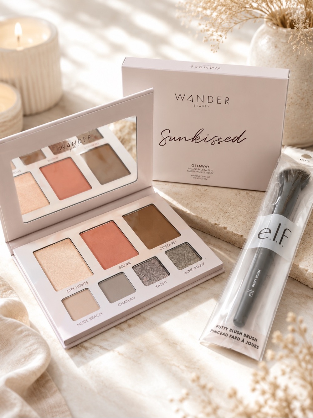Wander Beauty Sunkissed Getaway Palette + e.l.f. Putty Blush Brush Bundle – NEW